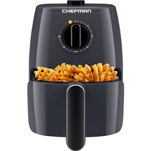 Chefman TurboFry 2-Quart Air Fryer, Dishwasher Safe Basket & Tray, Use Little to No Oil For Healthy Food, 60 Minute Timer, Fry Healthier Meals Fast, Heat And Power Indicator Light, Temp Control, Grey