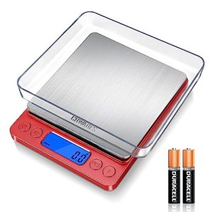 CHWARES Food Scale, Kitchen Scale with Trays 3000g/0.1g, Small Scale with Tare Function Digital Scale Grams and Ounces for Weight Loss, Dieting, Baking, Cooking, Meal Prep, Coffee, Red