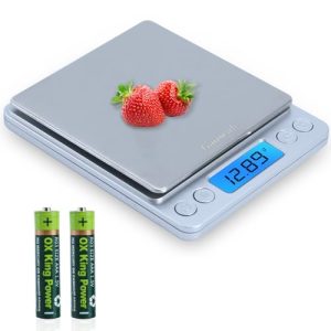 Digital Cooking Scale 3000g by 0.1g, Gaoscale Small Scale Grams High Accuracy Scale for Gram Scale, Kitchen Scale Digital Weight with Tare Function for Cooking, Baking ，7 Units, 2 Tray