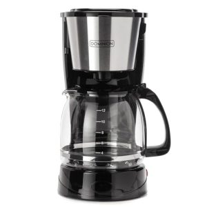 Dominion 12-Cup Drip Coffee Maker, Auto Keep Warm Function, Anti-Drip System with Permanent Filter and Borosilicate Glass Carafe, One-Touch Operation, Black & Stainless