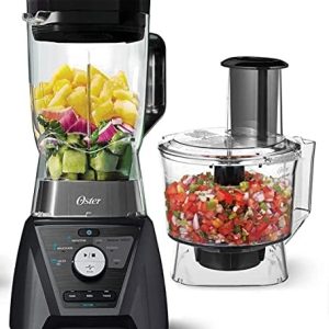 Oster Blender and Food Processor Combo with 3 Settings for Smoothies, Shakes, and Food Chopping – 3 Speed Texture Select Settings Pro Blender with Tritan Jar Attachment – Metallic Gray