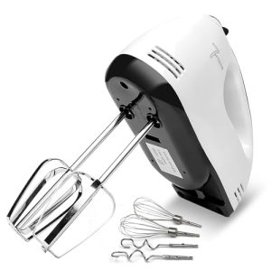 7-Speed Electric Hand Mixer with 6 Steel Accessories Balloon Whisk Dough Hook Flat Beater, Handheld Kitchen Mixer for Whipping Mixing Cookies Cakes Eggs Dough
