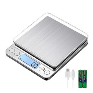 KUBEI Upgraded USB Charging Small Kitchen Scale, 3kg/0.1g Mini Food Electronic Scale, High Accuracy Cooking Scale, Pocket Scale with LCD Display