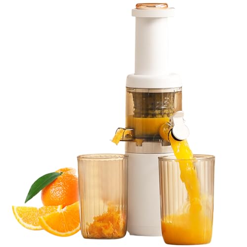 Ankale Compact Masticating Slow Juicer, Small Cold Press Juicer Machine, Space-Saving Juice Extractor Maker for Fruit and Vegetables, High Juice Yield, Nutrient and Vitamin Dense, Easy to Clean, White