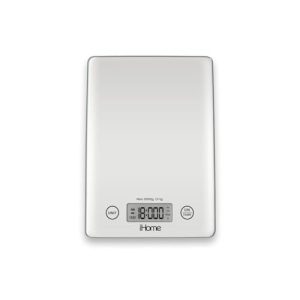 iHome Digital Food Scale for Kitchen – Glass Digital Scale Kitchen (Gm/Oz) – Kitchen Scale for Food (Baking and Cooking), Batteries Included