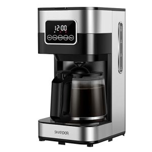 SHARDOR Coffee Maker 10-Cup Programmable Coffee Machine with Timer, Drip Coffee Pot with Auto Shut-Off, Great for Home & Office, Glass Carafe & Reusable Filter, Stainless Steel