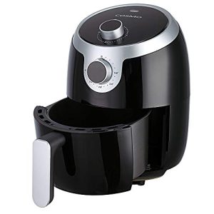 COSMO COS-23AFAKB 2.3 Quart Electric Small Air Fryer with Temperature Control, Timer, Auto Shut-Off, Non-Stick Frying Tray, 1000W Compact Mini Air Fryer (2.3 Quarts, Stainless Steel/Black)