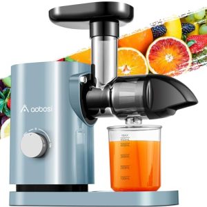 Slow Masticating Juicer, AAOBOSI Juicer Machines with Quiet Motor/Reverse Function/Easy to Clean Brush – Delicate Crushing Without Filtering – Cold Press Juicer for Fruit and Vegetable, Blue