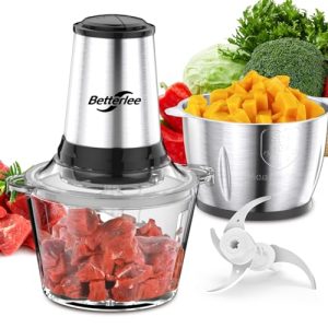 Food Processor, Meat Grinder & Veggie Chopper with 2 Bowls (8 Cup+8 Cup) – 500W Powerful Motor – Includes 1 Set of Bi-Level Blades – Electric Food Chopper for Baby Food Meats Vegetable and Nuts