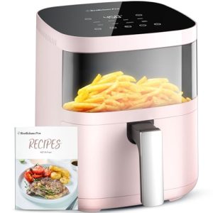 Air Fryer,Beelicious® 8-in-1 Smart Compact 4QT Air Fryers,with Viewing Window,Shake Reminder,450°F Digital Airfryer with Flavor-Lock Tech,Dishwasher-Safe & Nonstick,Fit for 1-3 People,Pink