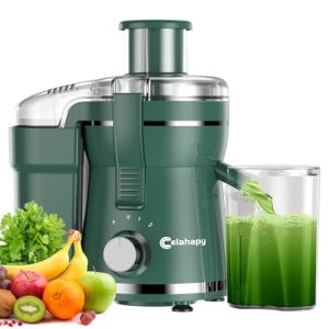 Juicer Machine Green, 500W Centrifugal Juicer Extractor with 3 Speed & Wide Mouth 3” Feed Chute for Fruit Vegetable, High Yield Juicer Included Cleaning Brush for Easy to Clean