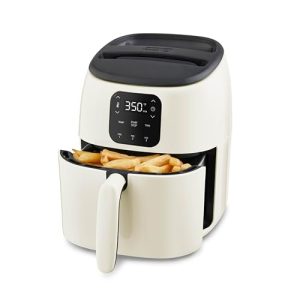 DASH Tasti-Crisp™ Ceramic Air Fryer Oven, 2.6 Qt., Cream – Compact Air Fryer for Healthier Food in Minutes, Ceramic Nonstick Surface, Ideal for Small Spaces – Auto Shut Off, Digital, 1000-Watt