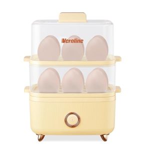 Veroline Rapid Egg Cooker, 12 Egg Capacity Electric Egg Cooker for Hard Boiled Eggs, Soft, Medium, Poached Eggs, Food & Vegetable Steamer for Breakfast, Over-Heat Protect, One-Touch Button, BPA-Free