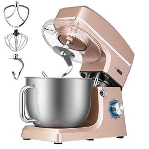VIVOHOME 7.5 Quart Stand Mixer, 660W 6-Speed Tilt-Head Kitchen Electric Food Mixer with Beater, Dough Hook, Wire Whip, and Egg Separator, Champagne
