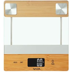 Taylor Digital Glass/Bamboo Household Kitchen Scale, 11 Pound Capacity, Natural