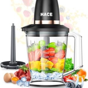 Powerful Food Processor with Egg White Stirring Rod, 8 Cup/2L Vegetable Chopper&Meat Grinder, 6 S-Blades, 2-Speed Mode Electric Food Chopper, Non-Slip, Bpa-Free for Family&Baby Food, Ice, Nut, 400W