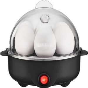 Fancial Rapid Electric Egg Cooker and Poacher with Auto Shut Off for Omelet, Soft, Medium and Hard Boiled Eggs – 7 Egg Capacity Tray, Single Stack, Black