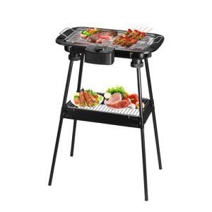 YANDEA Electric Barbecue Grill, 1700W Smokeless In/Outdoor Electric Grill, 2 IN 1 BBQ Grills with Temperature Control Portable Removable Non-Stick Coating for Cooking, BBQ Party
