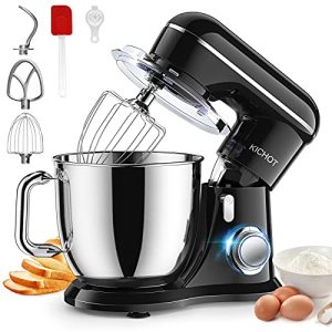 Stand Mixer, KICHOT 10+P Speed 4.8 Qt. Household Stand Mixers, Tilt-Head Dough Mxier with Dough Hook, Beater, Wire Whisk & Splash Guard Attachments for Baking, Cake, Cookie, Kneading, SM-1533,Black