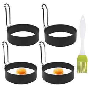 4 Pack Stainless Steel Eggs Maker Non Stick Round Egg Cooker for Cooking Cooking Rings Shaper for Frying Pancake Sandwiches Metal Handle Household Kitchen Breakfast Tool Egg Shaper