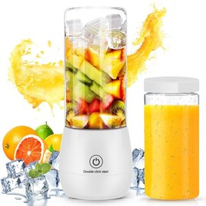 Finphoon Portable Blender, Personal Blender, Portable Blender for Smoothies and Shakes with 6 Blades, One-touch Auto-cleaning Blender with Travel Lid and USB Rechargeable for Travel, Office, Gym