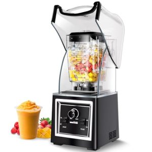 Wantjoin Professional Grade Blender – Soundproof & Quiet Commercial Blenders, Removable Shield, 2000W Watte, 67 Oz Capacity – Perfect for Kitchen, Fruits, Shakes, Smoothies, and Frozen Drinks(Black)