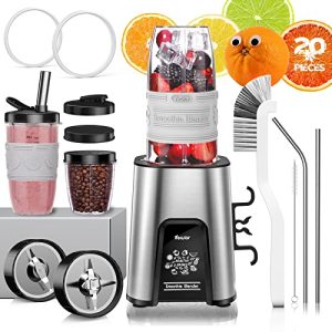 VEWIOR 20 Pieces Smoothie Blender for Shakes and Smoothies, 1000W Blenders for Kitchen, Protein Drinks, Personal Blender with 2 * 22Oz Smoothie Cups with Lids