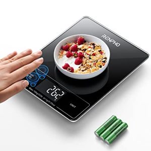 RENPHO Food Scale with Touchless Tare Design, Digital Kitchen Scale for Food Ounces and Grams, Food Weight Scale for Weight Loss, Baking, Cooking, Precise Graduation, Black, Non-Bluetooth