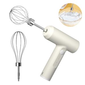 Hand Mixer Electric Garlic Chopper Egg Beater,USB Rechargeable Egg Beater with 2 Detachable Beaters and 3 Speed Modes Pastry Bag and Pastry Paddle for Baking Kitchen