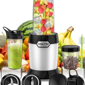 OSEYM Blender for Shakes and Smoothies, Large Size Personal Blenders for Kitchen Max 1000W High Power with Blending and Grinding, Countertop Blenders with 2 * 27 Oz & 10 Oz BPA Free Travel Cup and Lid