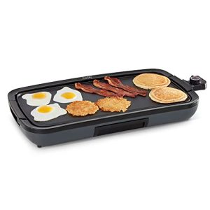 DASH Deluxe Everyday Electric Griddle with Dishwasher Safe Removable Nonstick Cooking Plate for Pancakes, Burgers, Eggs and more, Includes Drip Tray + Recipe Book, 20” x 10.5”, 1500-Watt – Grey