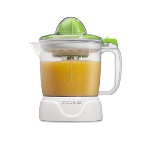 Proctor Silex Juicer Electric Citrus Juicer Machine, 34 oz., for Orange, Lemon, Grapefruit Juice, White and Green (66340)