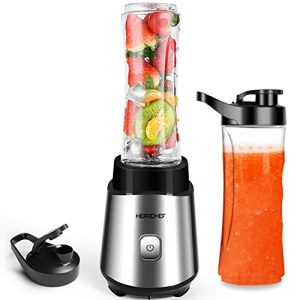 HERRCHEF Smoothie Blender, Blender for Shakes and Smoothies, 350W Powerful Personal Blender with 2 x 20oz Portable Bottle, Single Blender Easy To Clean, BPA Free(black)