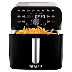 WHUTO Air Fryer, 6QT Air Fryer Oven with LED Digital Touchscreen, 12-in-1 Cooking Functions Air fryers, Bake, Reheat, Keep Warm, Nonstick and Dishwasher-Safe Basket, Stainless Steel/Black&Silver