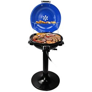 Electric BBQ Grill Techwood 15-Serving Indoor/Outdoor Electric Grill for Indoor & Outdoor Use, Double Layer Design, Portable Removable Stand Grill, 1600W