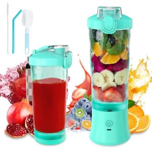 Portable Blender, Smoothie Maker Blender with 6 Ultra-sharp Blades, Personal Blender for Shakes and Smoothies Baby Food, 20 Oz Mini Blender with Travel Lid & Cleaning Brush for Home Travel Work, Blue