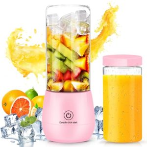 Finphoon Portable Blender, USB Rechargeable Smoothie Blender, Personal Blender for Shakes and Smoothies with 6 Sharp Blades, Travel Lid, One Touch Auto-cleaning Waterproof Blender for Kitchen, Office