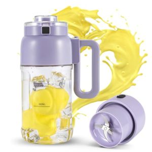 Portable Blenders Bottle 33.8oz 1000ml,Hioo 7500mAh 120W Personal Size Blender Shakes and Smoothies Margarita Protein Frozen Fruits Mini Cordless Juicer Mixer Cup at Kitchen Gym Travel Picnic