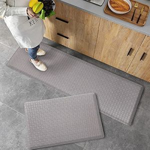 Asvin Premium Kitchen Mat Set, Anti Fatigue PVC Kitchen Floor Mat and Rug, 17″x30″+17″x47″, Cushioned, Waterproof, Heavy Duty Kitchen Sink Mat for Home, Farmhouse, Indoor, Grey