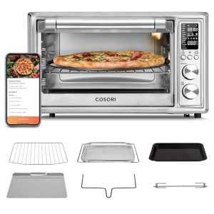 COSORI Smart 13-in-1 Air Fryer Toaster Oven Combo, Airfryer Rotisserie Sous Vide Convection Oven Countertop, Bake, Broiler, Roast, Dehydrate, 100 Recipes & 6 Accessories, 32QT, Silver-Stainless Steel