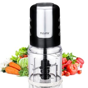 PULOYA Mini Food Processor for Chopping Mincing and Puree Vegetables and Meat 2 Speed Electric Food Chopper, 400-Watt, 4 Stainless Steel Blades, 2 Cup Capacity, Black