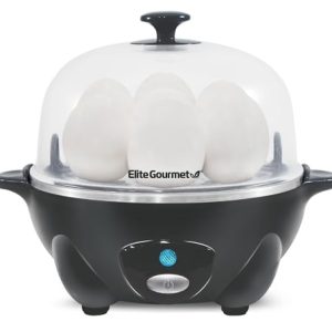 Elite Gourmet EGC700DKG# Rapid Egg Cooker, 7 Easy-To-Peel, Hard, Medium, Soft Boiled Eggs, Poacher, Omelet Maker, Auto Shut-Off, Alarm, 16-Recipe Booklet, BPA-Free, Shadow