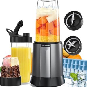 1300W Smoothies Blender, Personal Blender for Shakes and Smoothies with Ice Tray, 32 Oz *2 To-Go Cups, BPA Free (Gray)