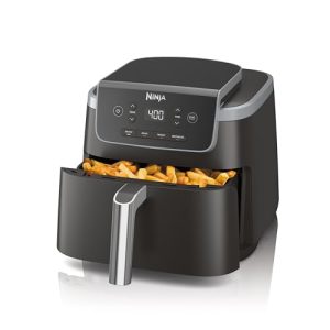 Ninja AF141 Air Fryer Pro 4-in-1, 5 QT Capacity, Air Fry, Air Roast, Bake, Reheat, Dehydrate, Roast, Non Stick Bask, Air Crisp Technology, Nonstick Basket & Crisper Plate, Grey