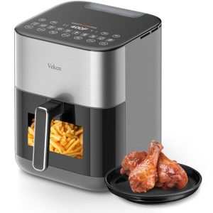 Veken Air Fryer, 6qt with 13-in-1 Functions,No Flipping,Clear Windows,Advanced AirFryer for Healthy, Fast & Efficient Air Frying, Grey