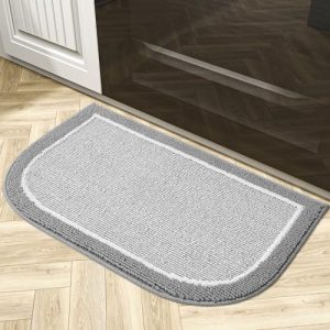 PADOOR Kitchen-Mats for Floor 100% Polypropylene Kitchen Rugs Non Slip Washable, Durable Dirt Resist Half Circle Rug TPR Backed Kitchen Floor Mat, 18″x28″, Grey