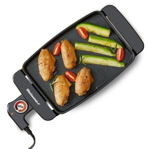 Elite Gourmet EGR8152 Electric 10″ x 7″ Personal Compact Griddle, Cool-touch Handles Non-Stick Surface, Removable/Adjustable Thermostat, Black