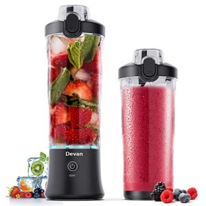 Portable Blender,270 Watt for Shakes and Smoothies Waterproof Blender USB Rechargeable with 20 oz BPA Free Blender Cups with Travel Lid. (Black, 20 oz)