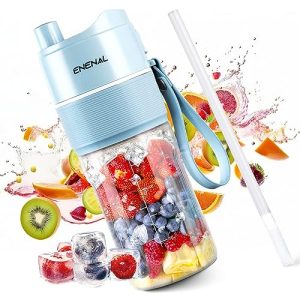 Portable Blenders, Enenal Personal Size Blender Smoothies and Shakes, Mini Blender USB Rechargeable, Handheld Blender Sports, Travel and Home (Blue)