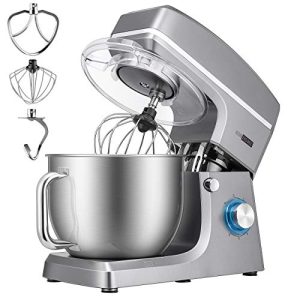 VIVOHOME 7.5 Quart Stand Mixer, 660W 6-Speed Tilt-Head Kitchen Electric Food Mixer with Beater, Dough Hook, Wire Whip, and Egg Separator, Iron Gray